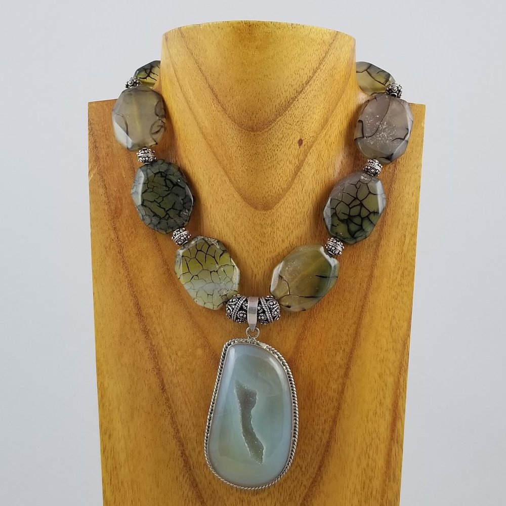 Rare Huge Amazonite Druzy Necklace